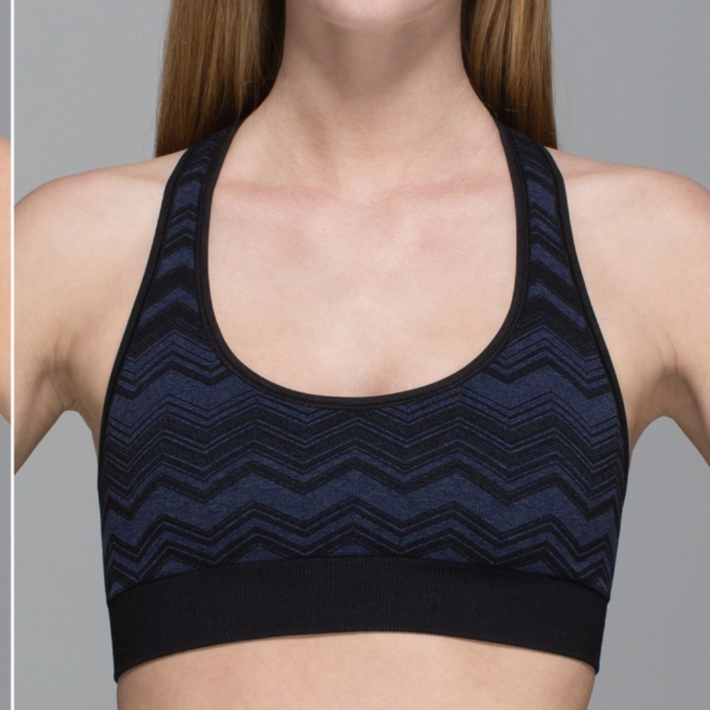 Lululemon Ebb & Flow Racerback Bra Reversible Heathered Deep Navy